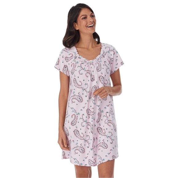 Croft & Barrow Sleepwear Pink Paisley Sleep Dress - Picture 9 of 9